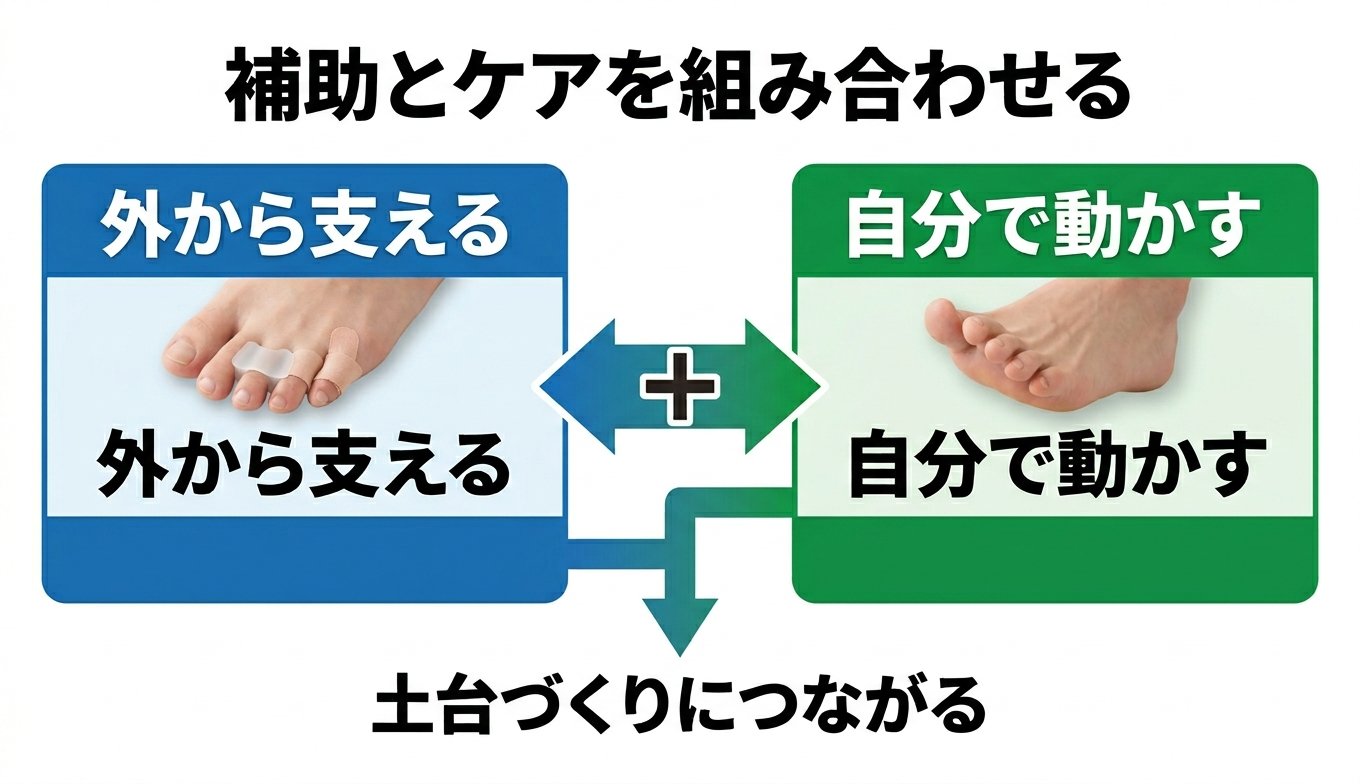 補助とケアを組み合わせる