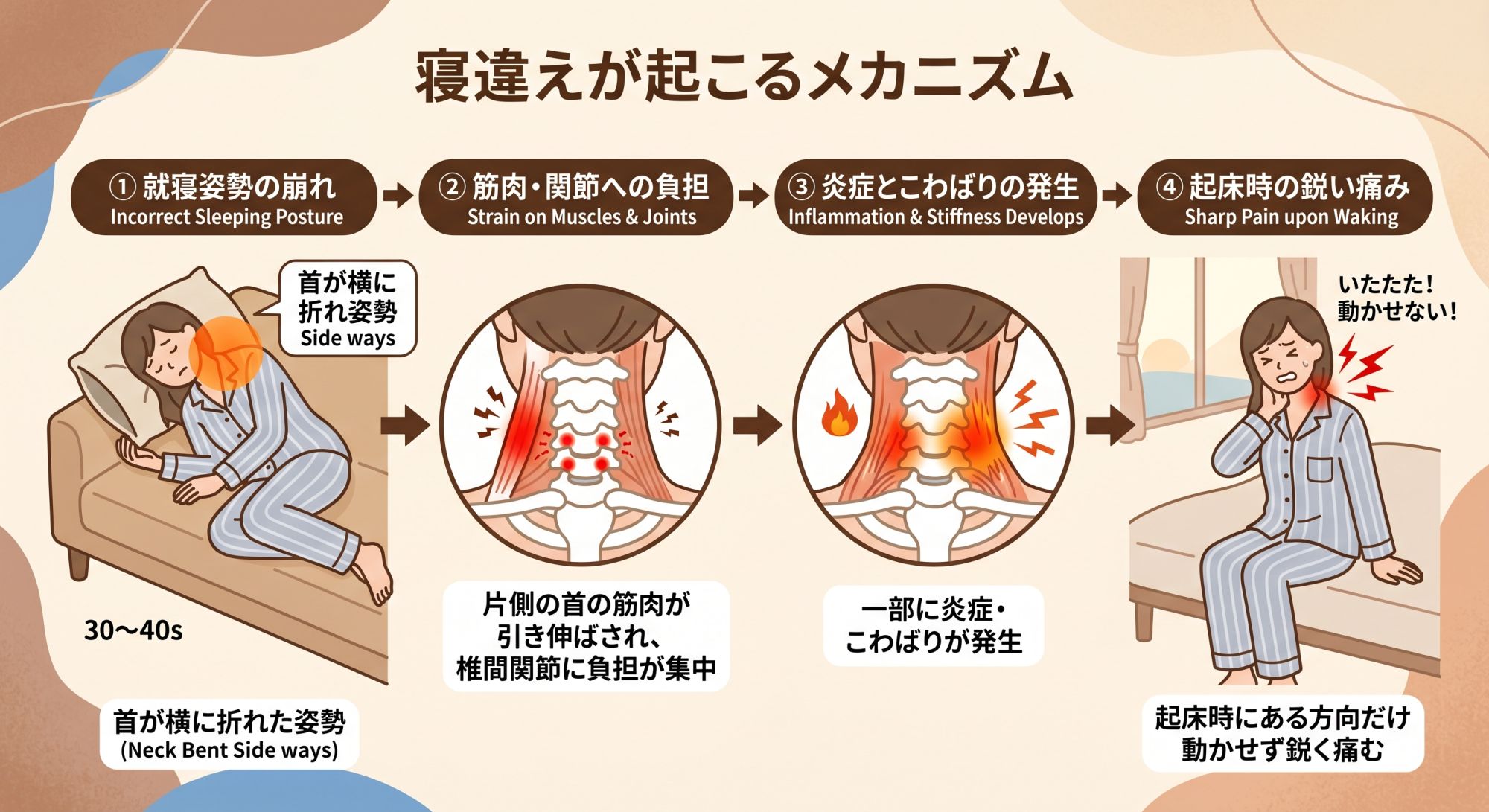 寝違え発生メカニズム図