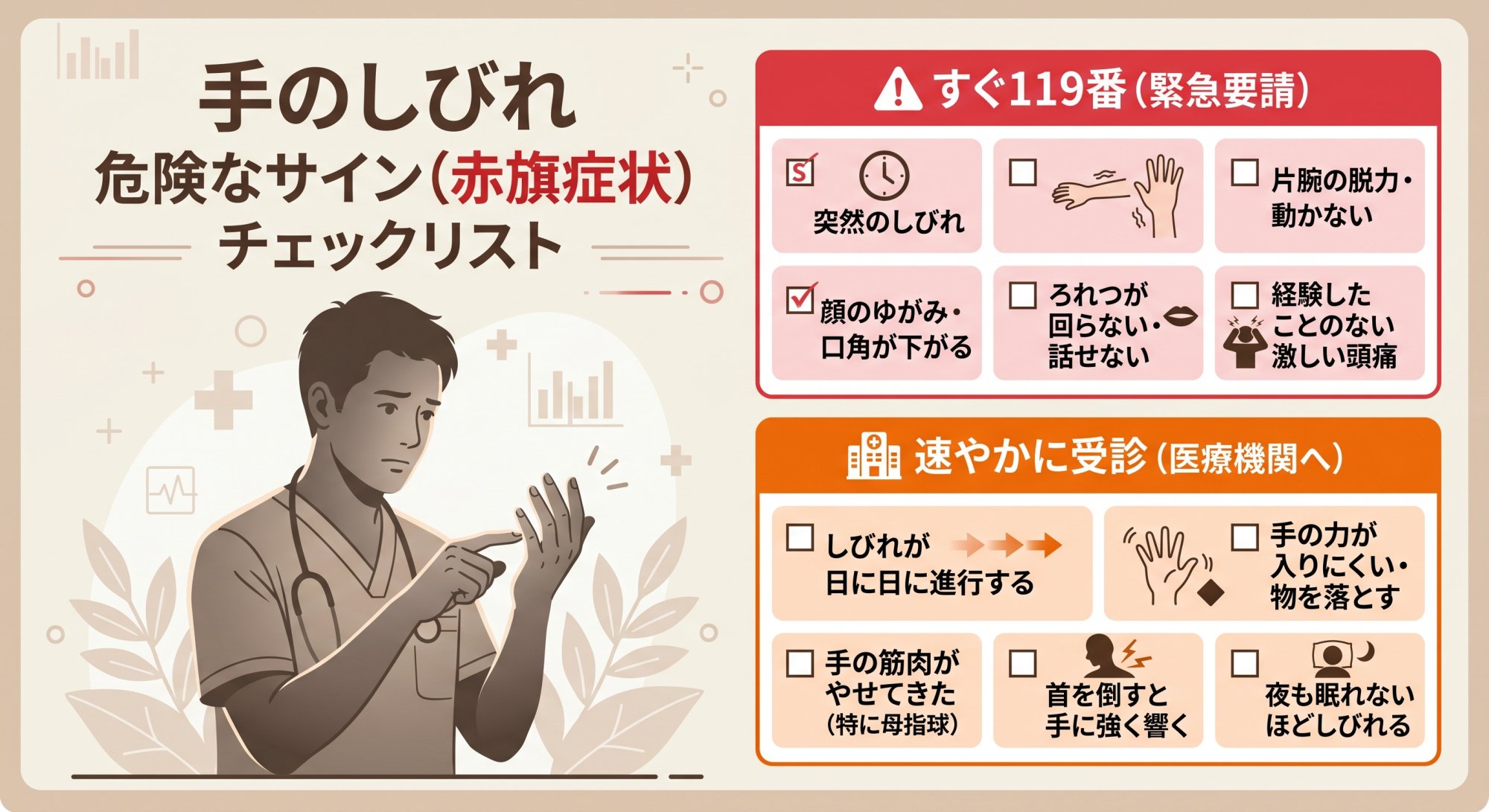 手のしびれ赤旗チェック
