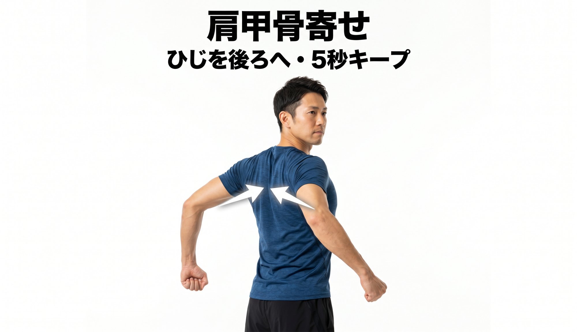左右の肩甲骨を中央に寄せるストレッチのフォーム