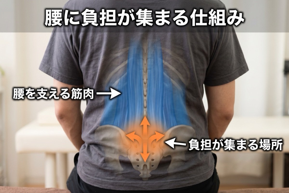 腰と骨盤まわりの構造のイメージ図