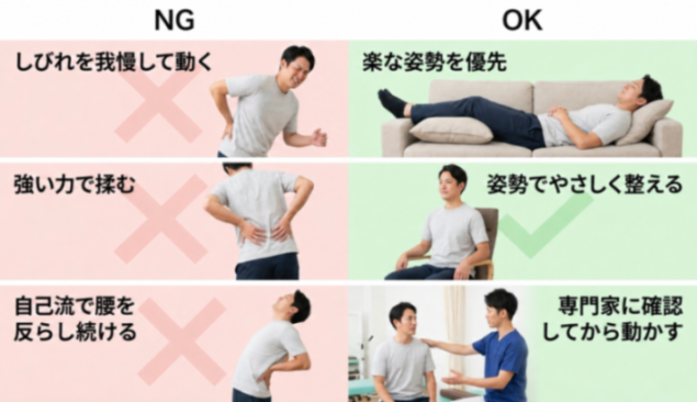 避けたい行動とらくな対処を左右で比べた図