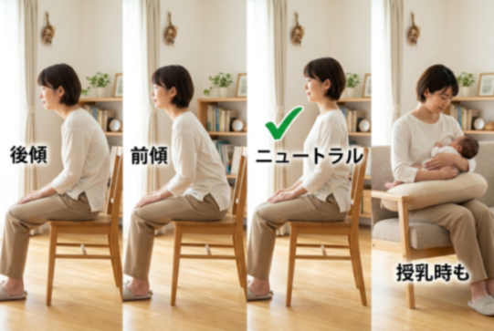 骨盤を立てて座る姿勢の図
