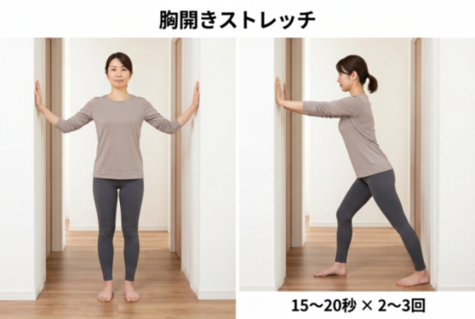 胸開きストレッチの図