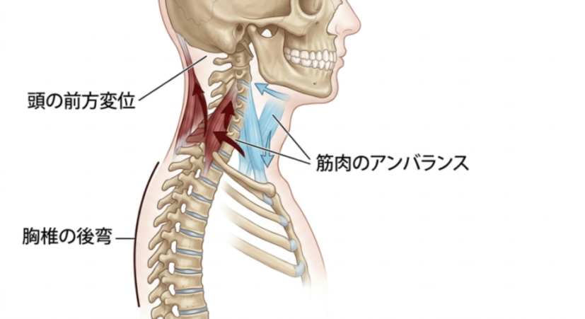 ストレートネックの仕組みの解説図