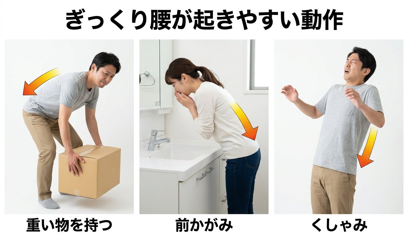 ぎっくり腰が起きやすい動作
