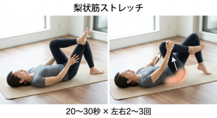 梨状筋ストレッチの図