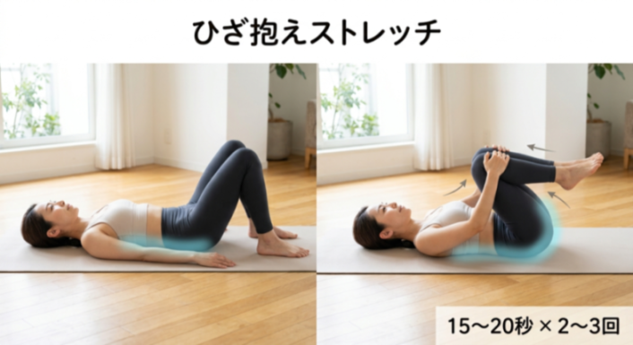 お尻の筋肉のストレッチの図