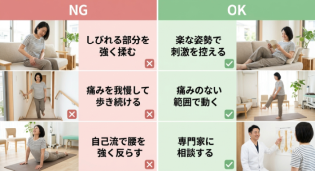 避けたい動作とらくな対処を比べた図