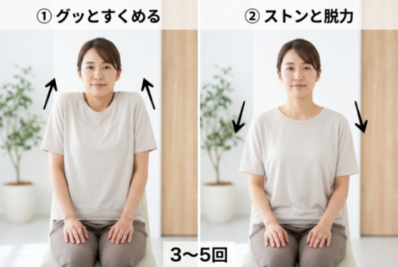 胸を開くストレッチの図