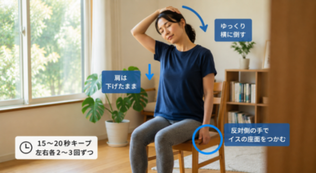 首のストレッチの図