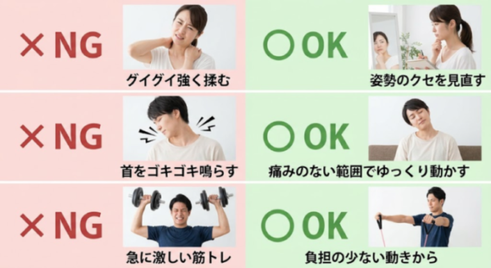 避けたい姿勢とらくな対処の比較図