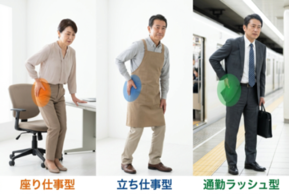 股関節痛3タイプ比較図