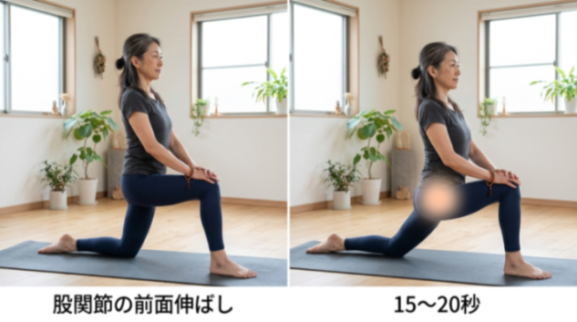 股関節ストレッチの図