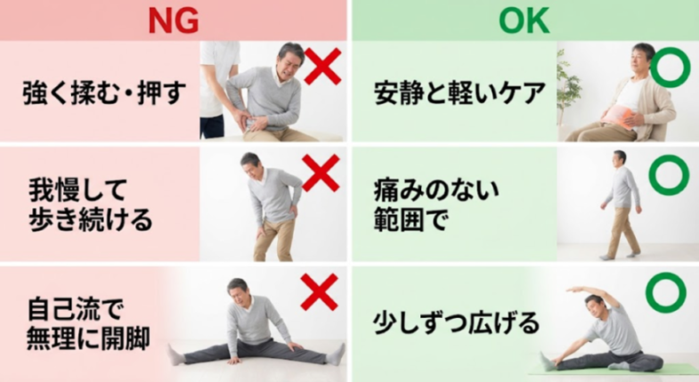 避けたい動作とらくな対処の比較図