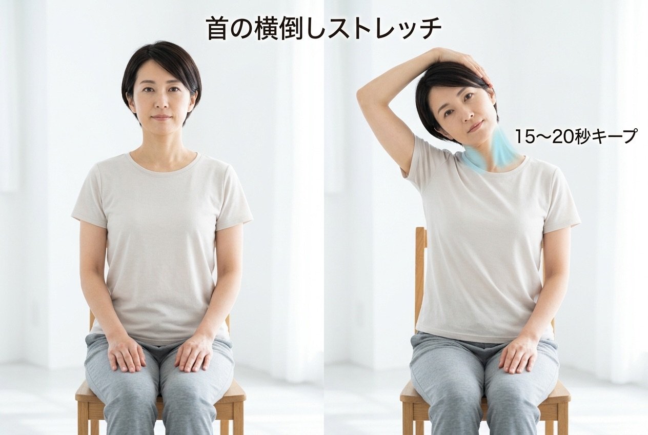 首の横倒しストレッチ