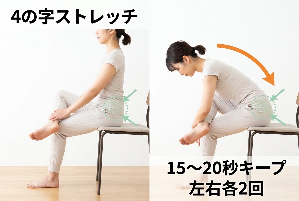 四条烏丸院 お尻ストレッチ 4の字