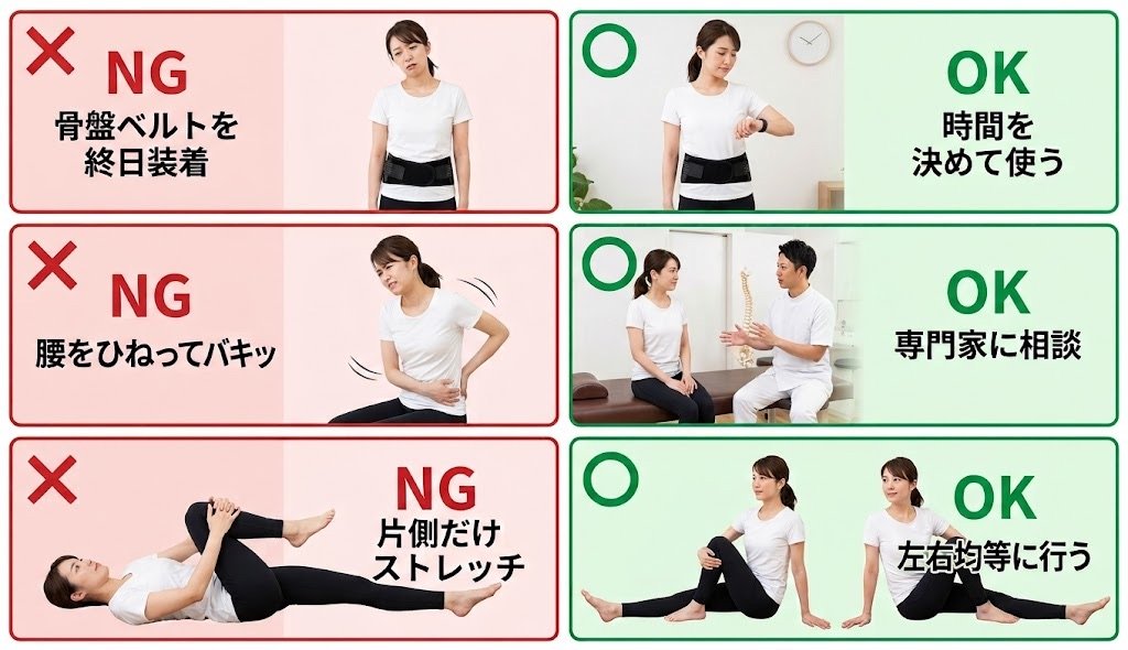 四条烏丸院 骨盤矯正 NGとOKの比較