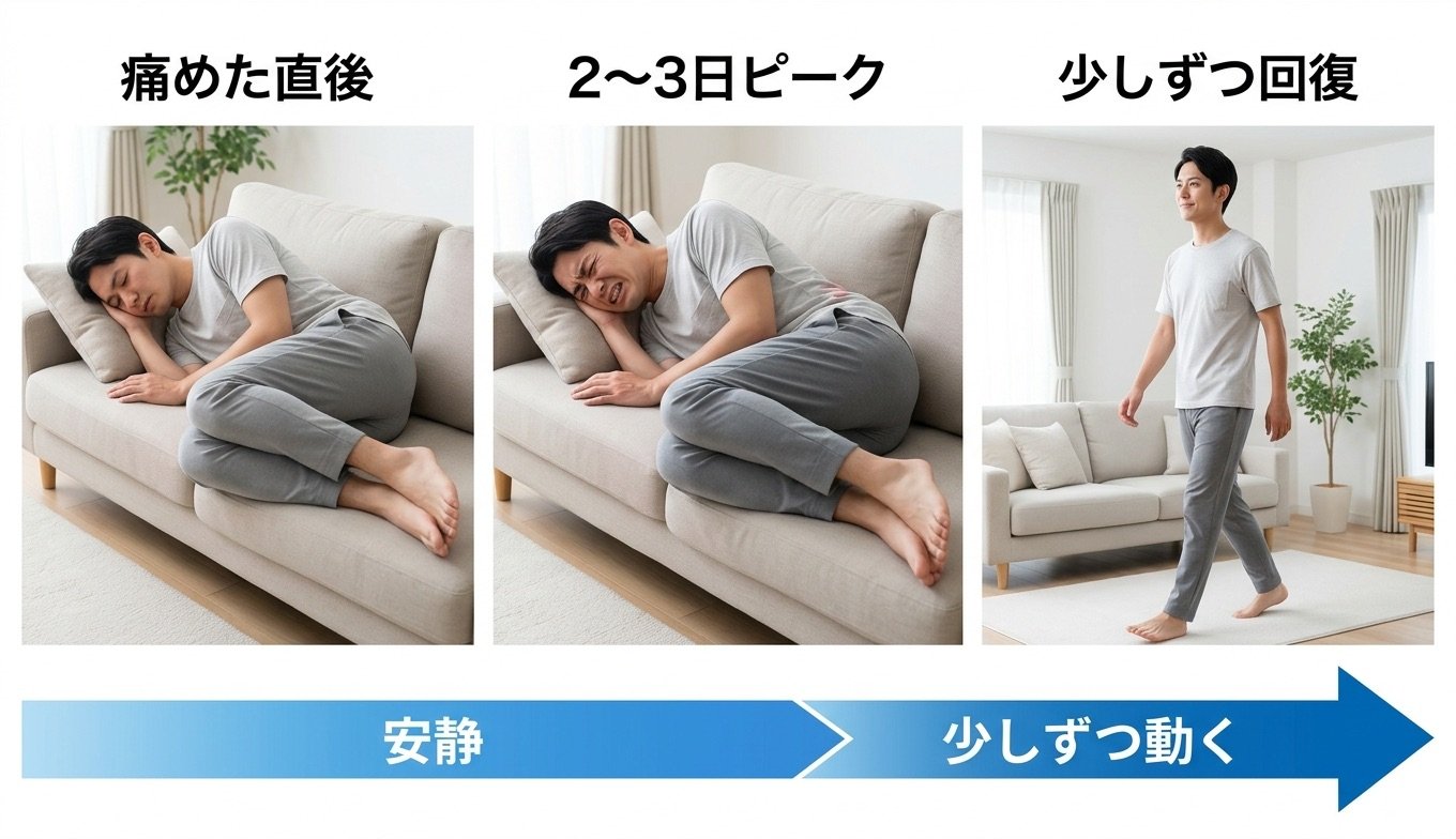 ぎっくり腰の経過イメージ図