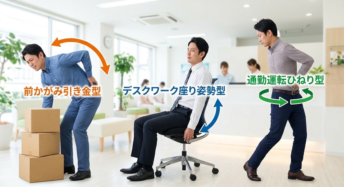 ぎっくり腰のタイプ別比較図