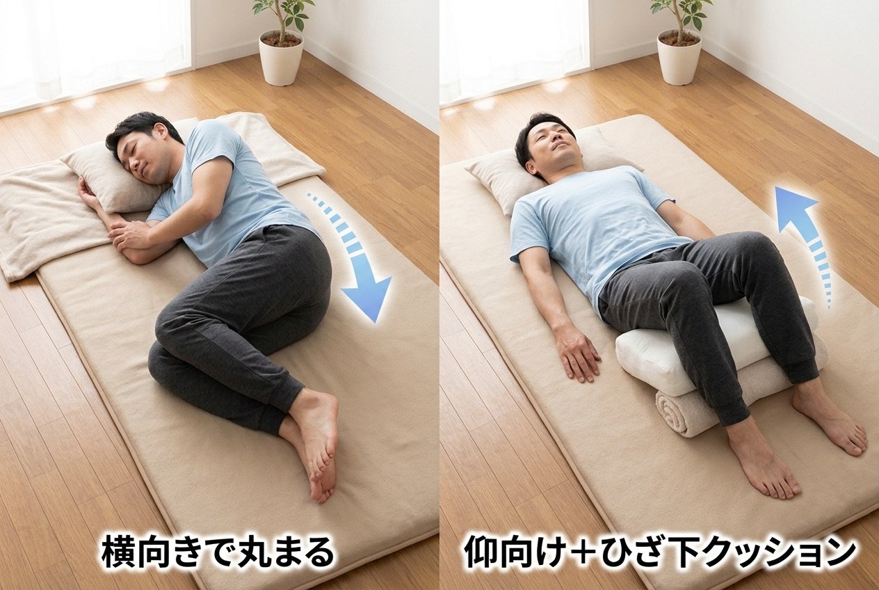 楽な安静姿勢の図解