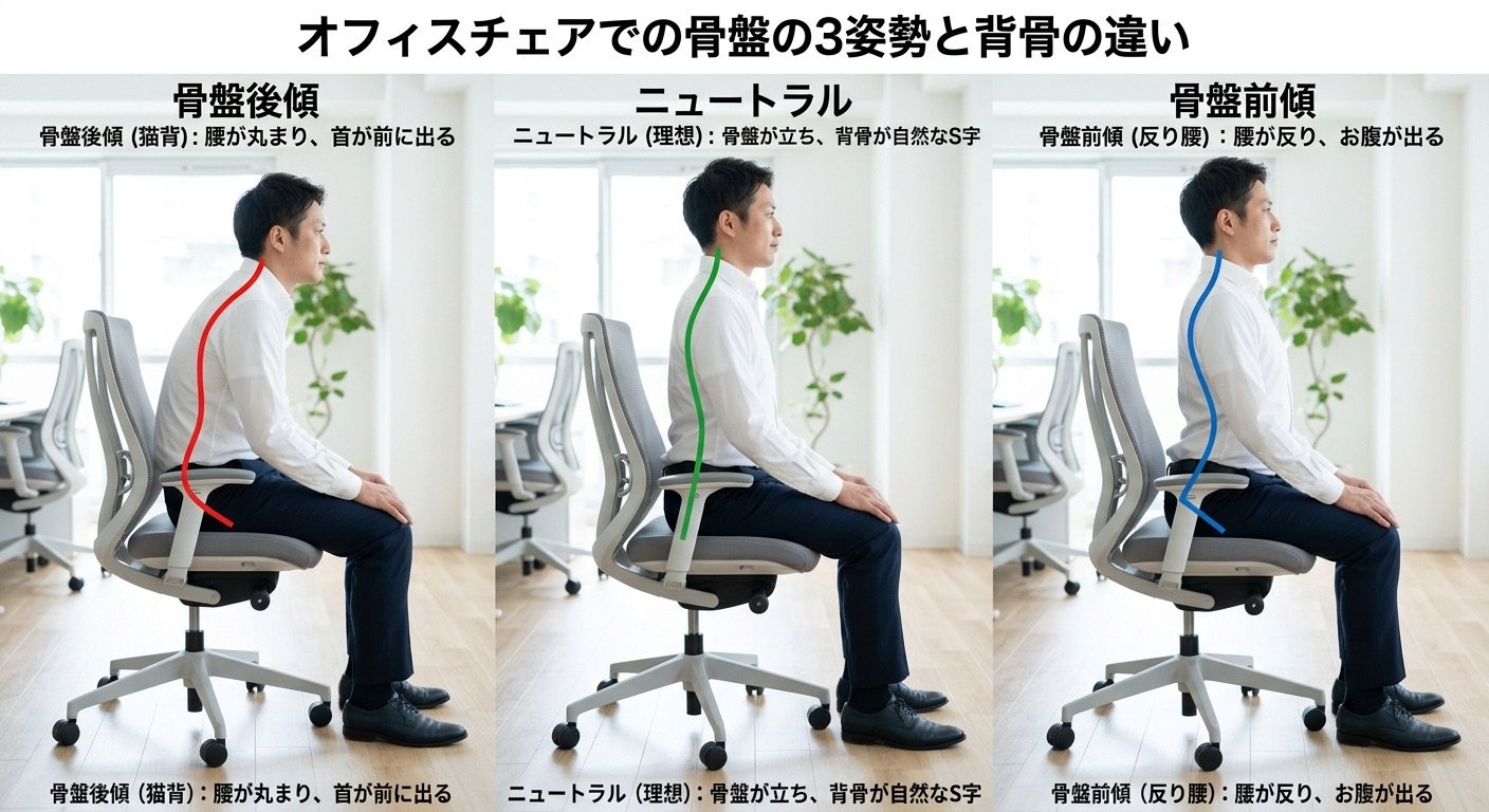 骨盤の前後傾の図解