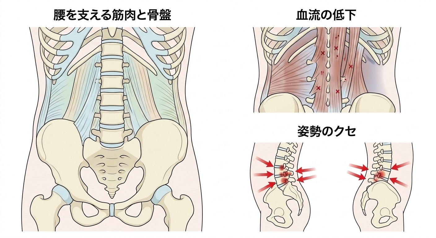 ぎっくり腰のメカニズム図解