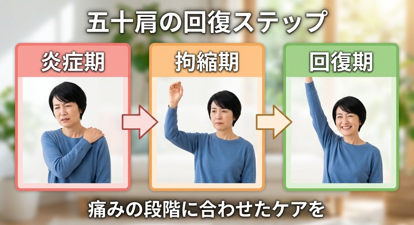 五十肩の3段階経過の図解