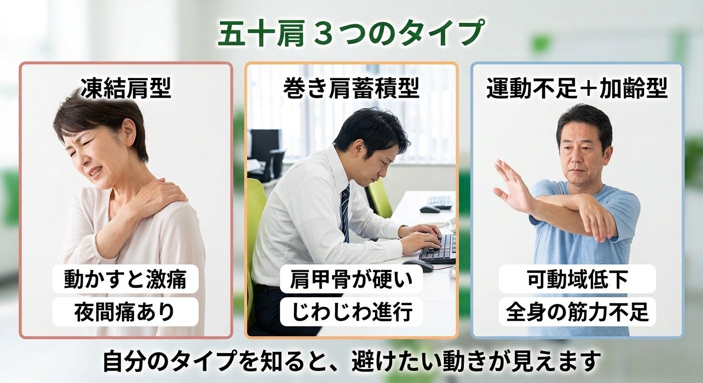 五十肩のタイプ別比較図