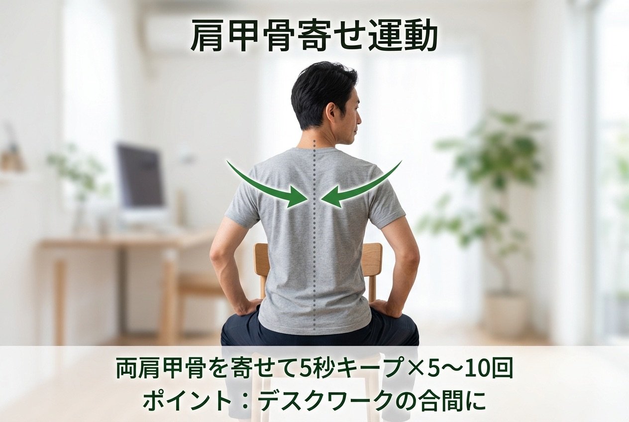 肩甲骨寄せ運動の図解