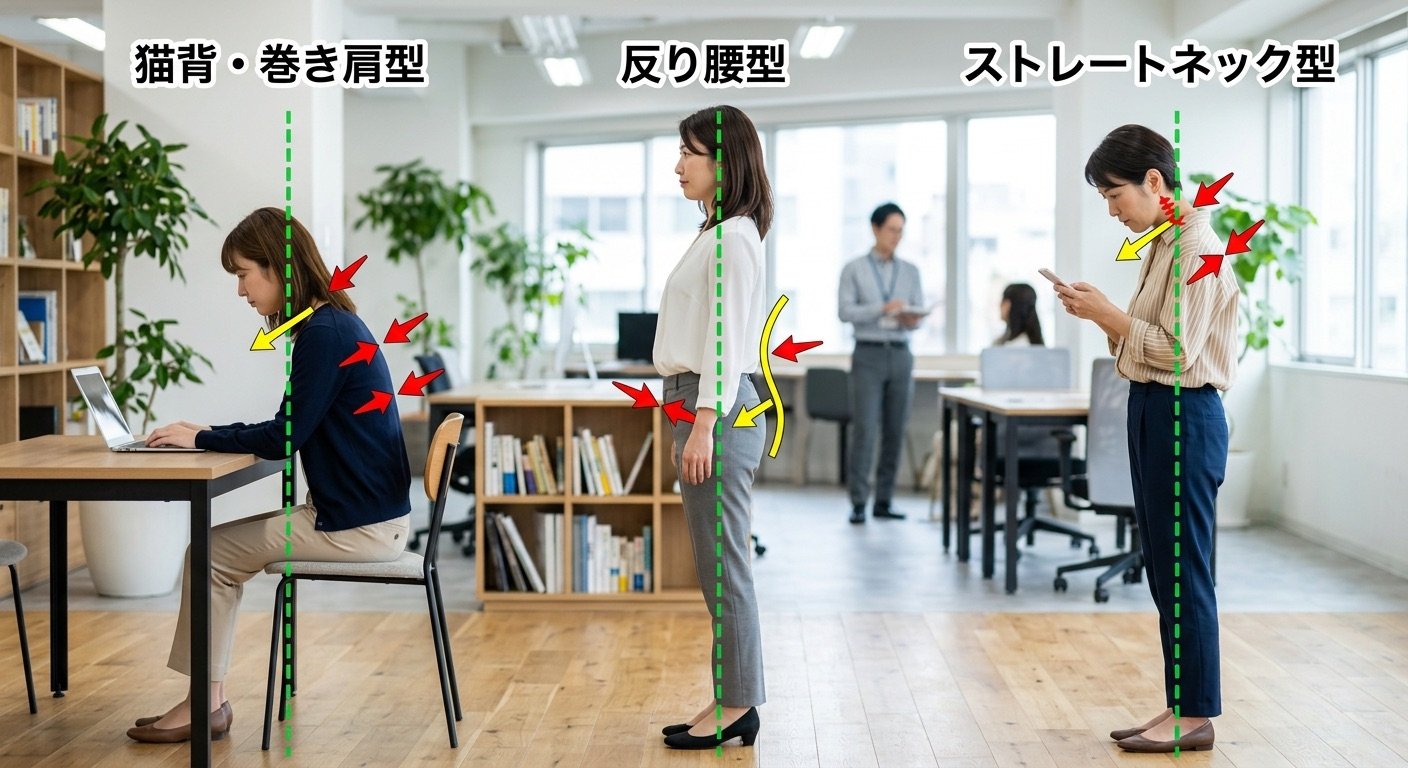 姿勢のタイプ別比較図