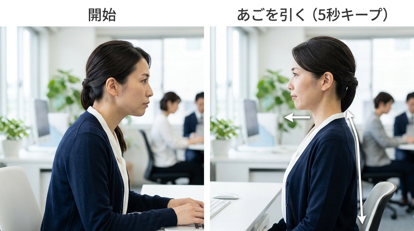 あご引き運動の図解