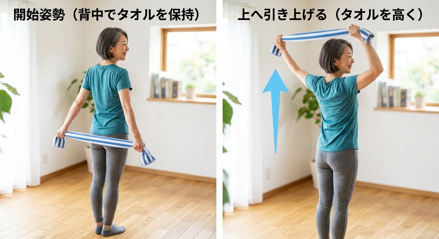 五十肩 セルフケア タオルストレッチ