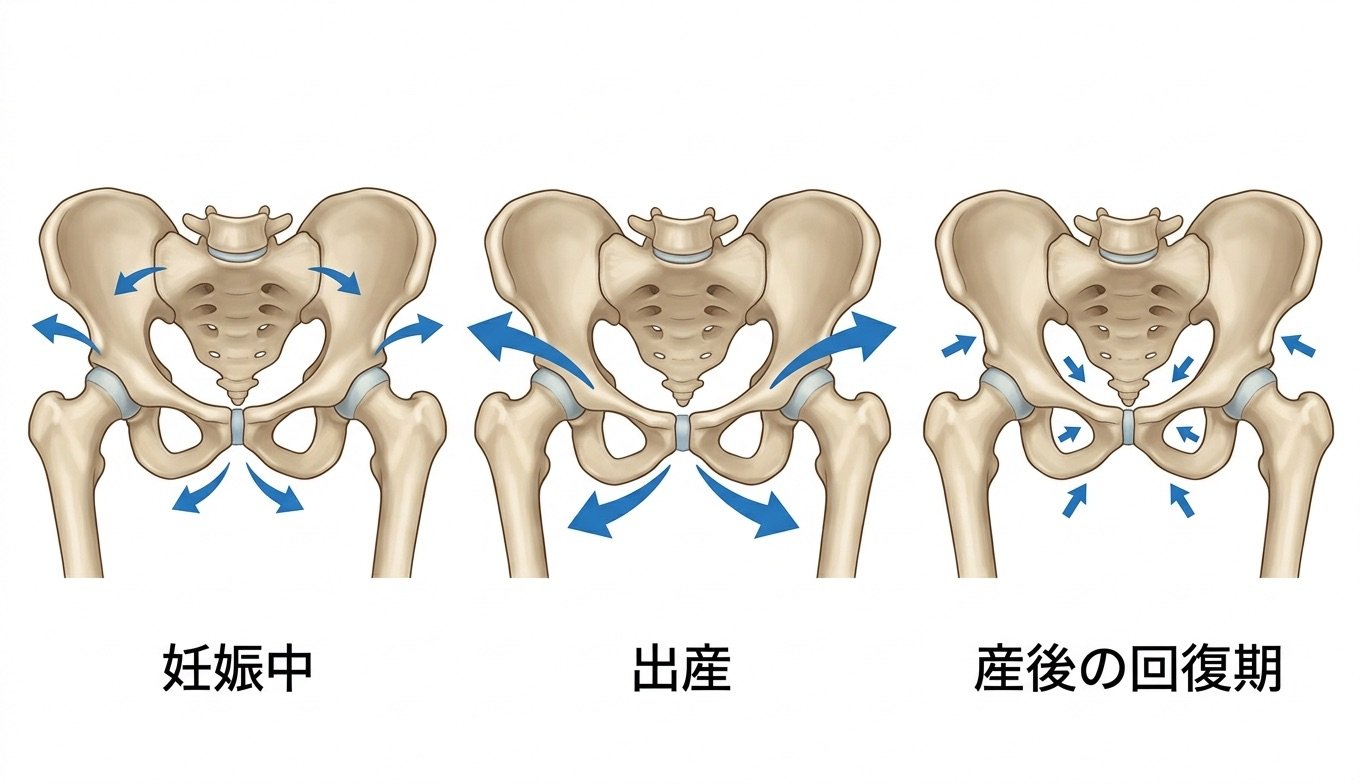 産後の骨盤の変化 図解