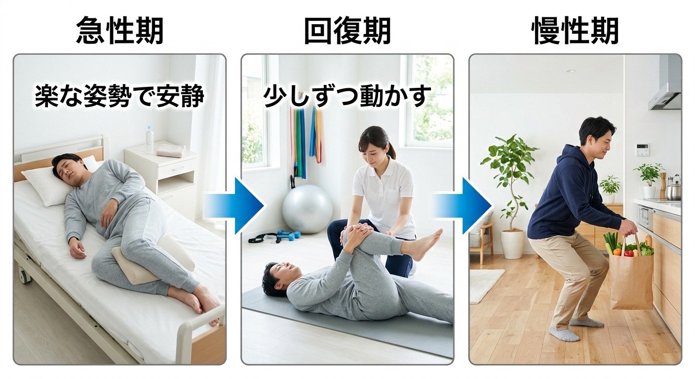 腰痛 改善の流れ 図解