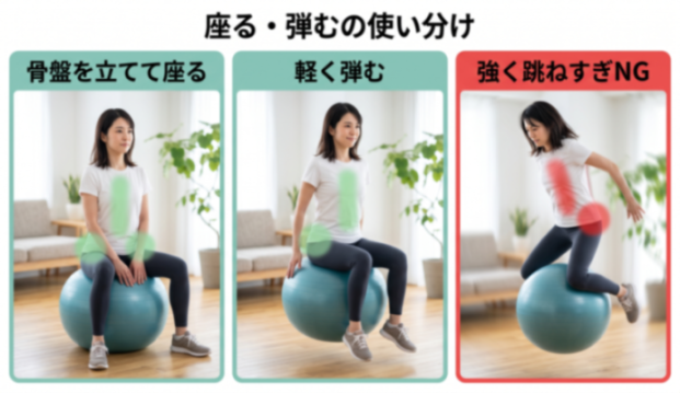 座る・弾むの使い分け