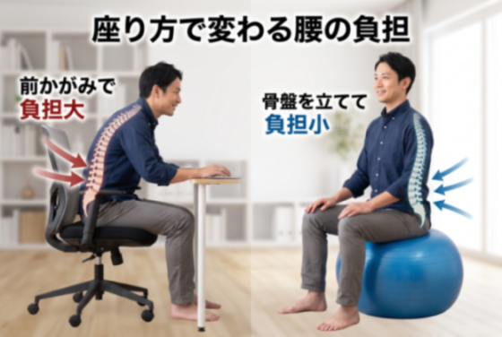 座り方で変わる腰の負担