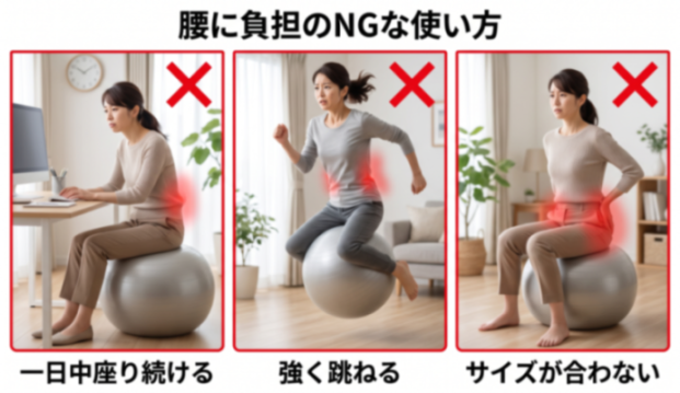 腰に負担のNGな使い方