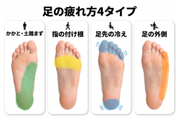 足の疲れ方4タイプ