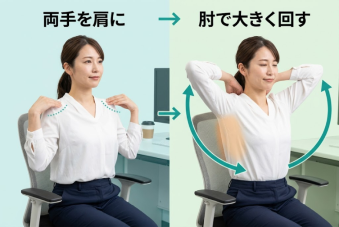 肩甲骨まわしストレッチの手順