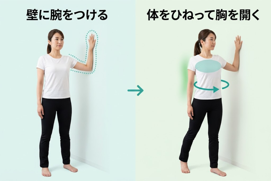 胸開きストレッチの手順