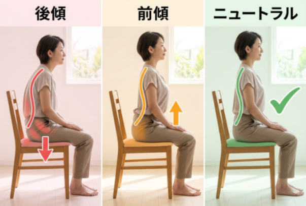 骨盤の傾きを確認する姿勢の図解