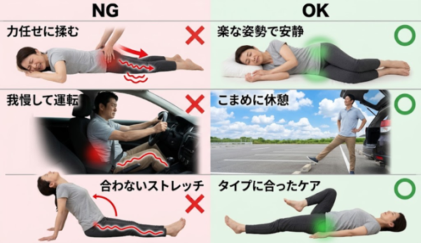 避けたい行動と楽な対処の比較図