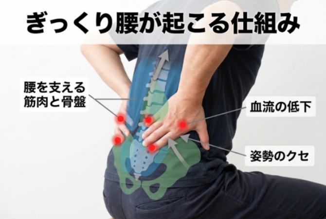 腰椎と骨盤の関係の解説図