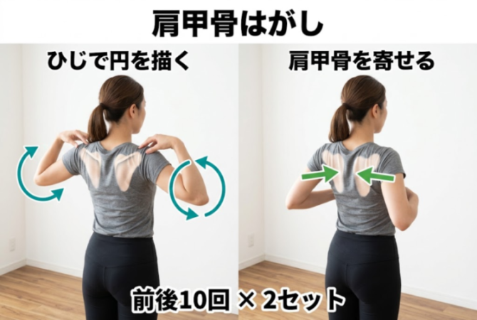 肩甲骨を動かす運動の図解
