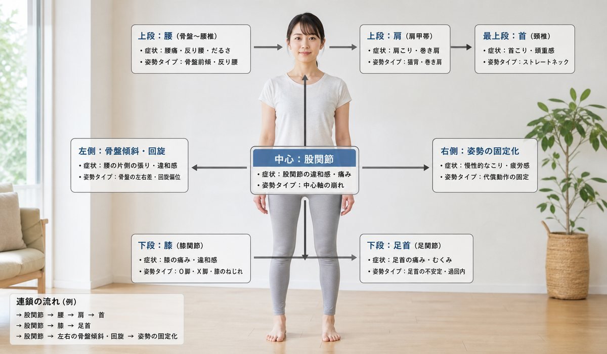 股関節→全身連鎖マップ