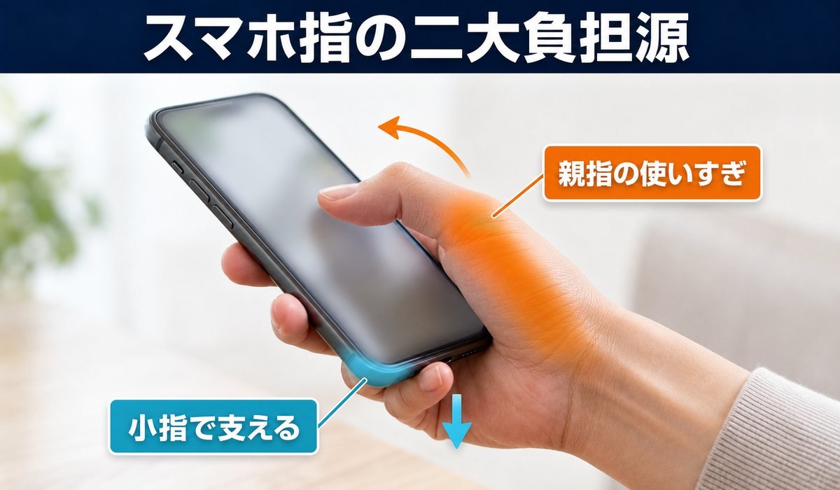 スマホ持ち方負担図