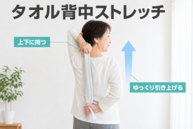 タオルを使った背中ストレッチのやり方