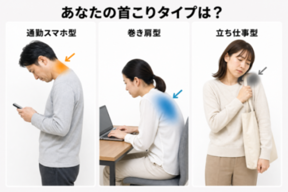 首こりの3タイプの見分け方比較