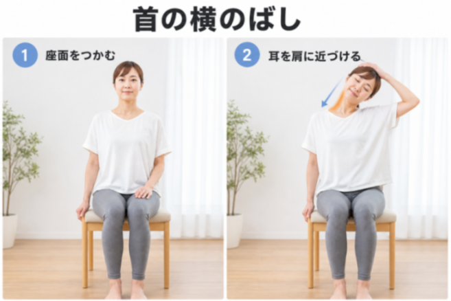 首の横のばしストレッチのやり方